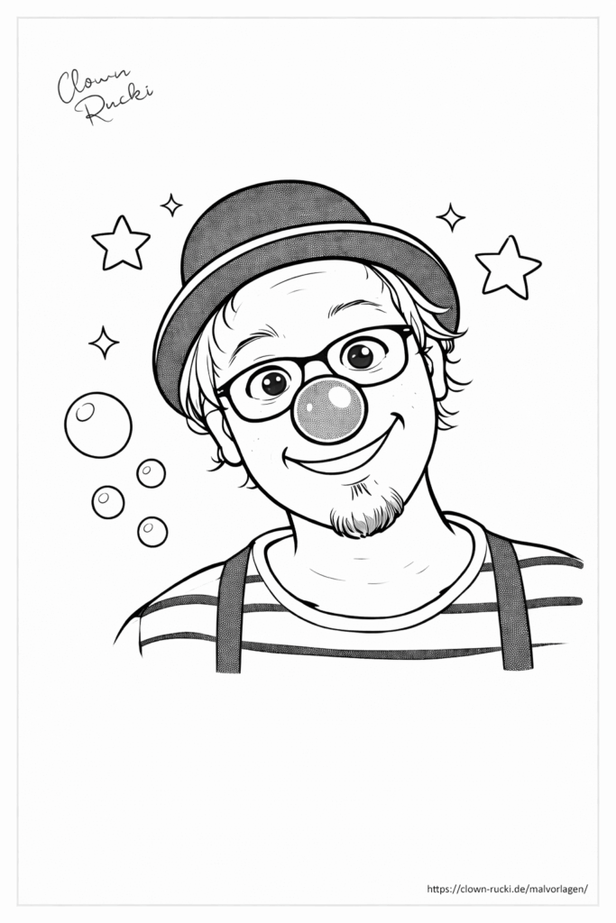 Malvorlage - Clown Rucki Portrait